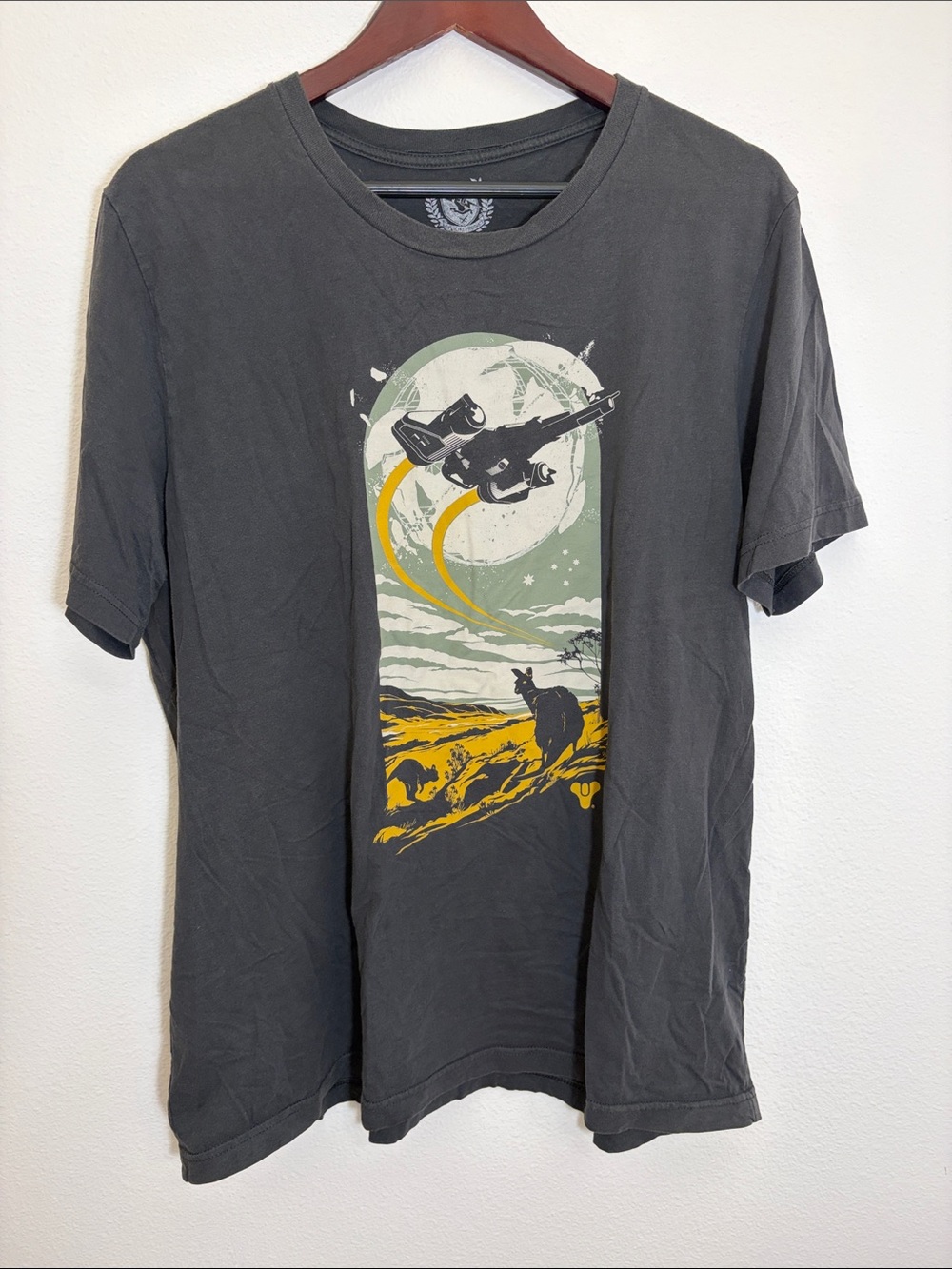 Men's Bungie Australia Graphic Tee Charcoal with Yellow & Sage Print